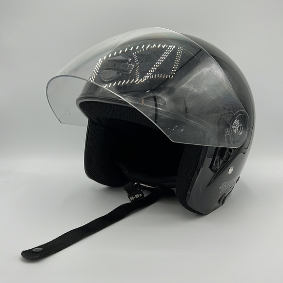 Harley-Davidson Other - HARLEY-DAVIDSON JET II MEDIUM BLACK MOTORCYCLE HELMET WITH FACE SUN SHIELD